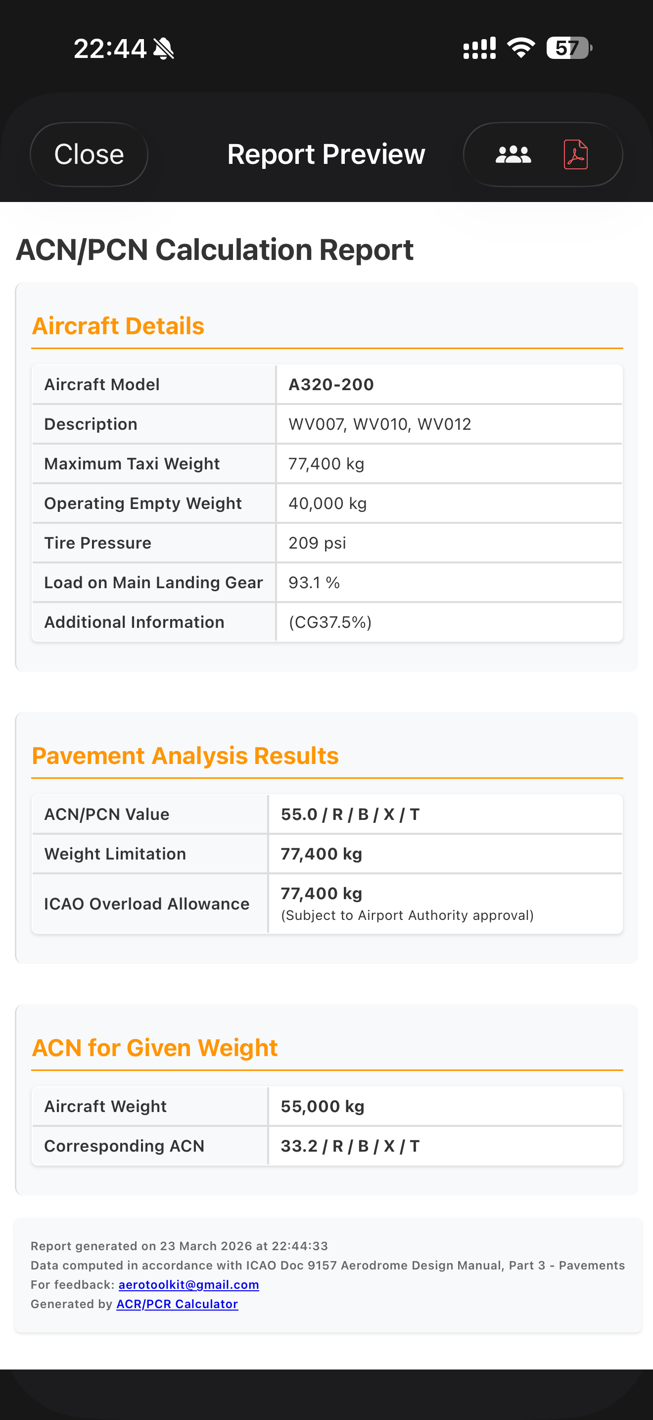 ACN/PCN Calculation Report